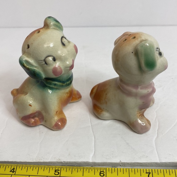 Vintage Salt and Peppers Shakers Fido and Flossie Puppies Dogs - Picture 4 of 9